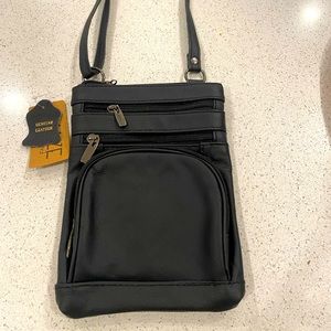 Leather travel crossbody bag